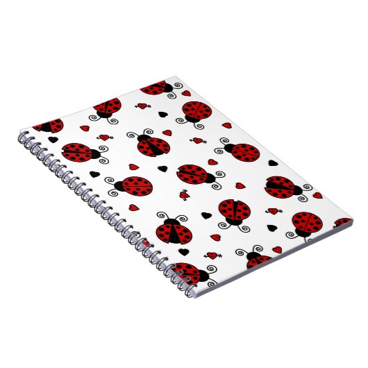 Cute Ladybug en Hearts Pattern Notitieboek (Rechterzijde)