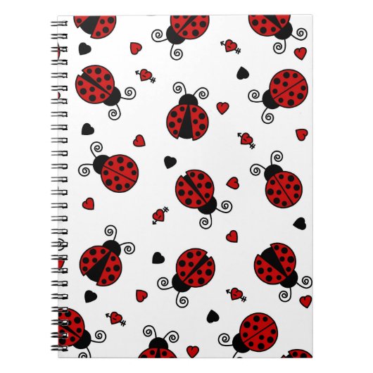 Cute Ladybug en Hearts Pattern Notitieboek (Voorkant)