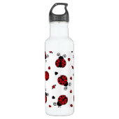 Cute Ladybug en Hearts Pattern Waterfles (Voorkant)