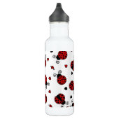 Cute Ladybug en Hearts Pattern Waterfles (Rechts)