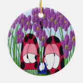 Cute Ladybug Family Illustration Keramisch Ornament (Achterkant)