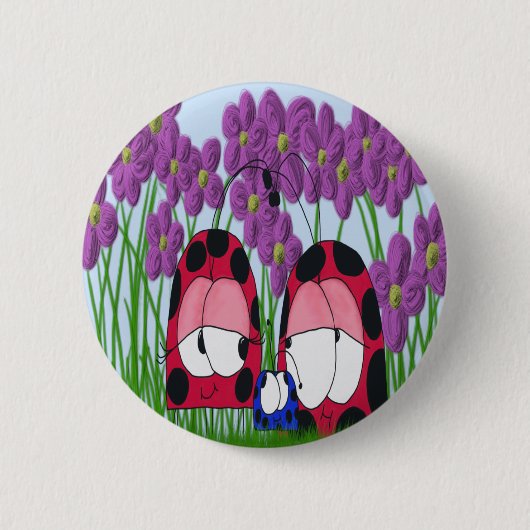 Cute Ladybug Family Illustration Ronde Button 5,7 Cm (Voorkant)