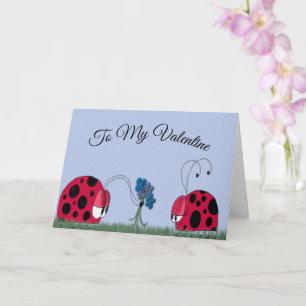 Cute Ladybug geeft zijn Valentijn prachtige bloeme Kaart