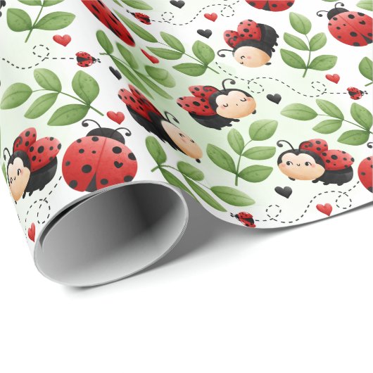 Cute Ladybug Gift Wrapping Paper Cadeaupapier (Rol Hoek)