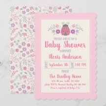 Cute Ladybug Girl Baby shower Invitation