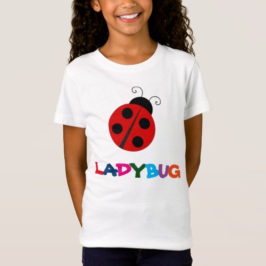 Cute Ladybug Girls White T-Shirt (Voorkant)