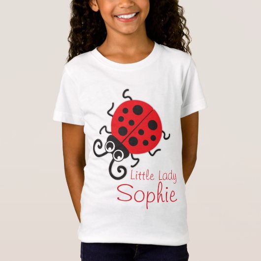 Cute ladybug meisjes noemen rood wit t-shirt (Voorkant)