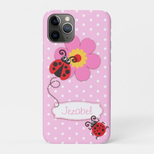 Cute ladybug meisjes noemen roze ipod touchcase Case-Mate iPhone case (Achterkant)