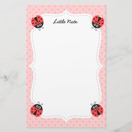 Cute Ladybug met hart voor meisjes Briefpapier (Voorkant)