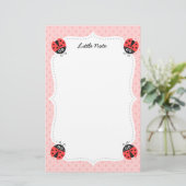 Cute Ladybug met hart voor meisjes Briefpapier (Staand voorkant)