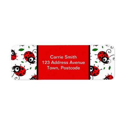 Cute ladybug-patroon etiket (Voorkant)