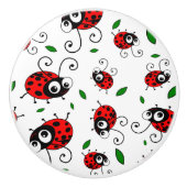 Cute Ladybug-patroon Keramische Knop (Voorkant)