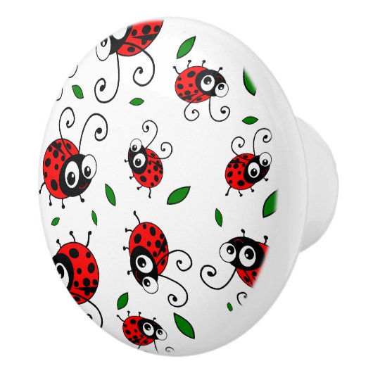 Cute Ladybug-patroon Keramische Knop (Rechts)