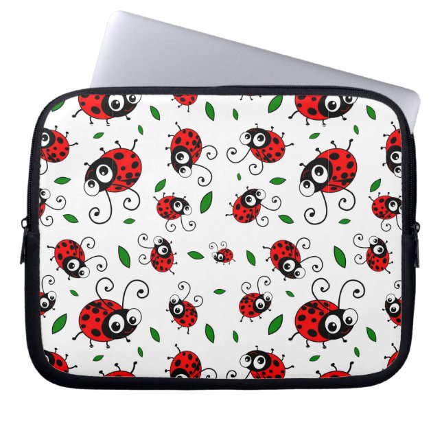 Cute ladybug-patroon laptop sleeve (Voorkant)