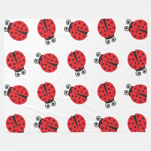 Cute Ladybug Pattern Fleece Deken (Voorkant (Horizontaal))