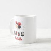 Cute Ladybug Personnalisée Nom de fille Mug (Devant gauche)