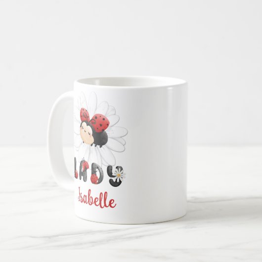 Cute Ladybug Personnalisée Nom de fille Mug (Devant gauche)