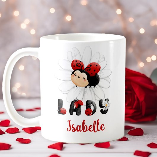 Cute Ladybug Personnalisée Nom de fille Mug