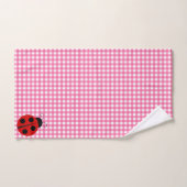Cute Ladybug Pink and White Picnic Checks En vichy (Serviette à main)