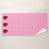 Cute Ladybug Pink and White Picnic Checks Gingham Badhanddoek (Badhanddoek)