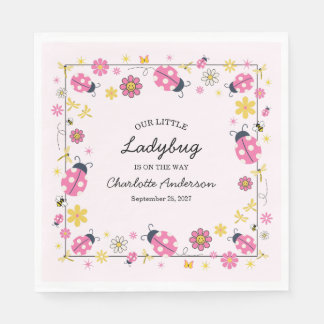 Cute Ladybug Pink Girl Baby Shower Servet