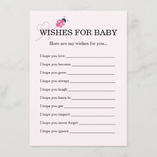 Cute Ladybug Pink Girl Baby Shower Wishes For Baby Informatiekaartje