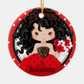 Cute Ladybug Princess Personalized Ceramic Ormenes Keramisch Ornament (Voorkant)