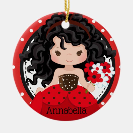 Cute Ladybug Princess Personalized Ceramic Ormenes Keramisch Ornament (Voorkant)