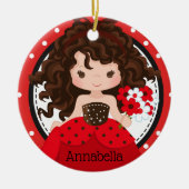 Cute Ladybug Princess Personalized Ceramic Ormenes Keramisch Ornament (Voorkant)