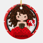 Cute Ladybug Princess Personalized Ceramic Ormenes Keramisch Ornament (Achterkant)
