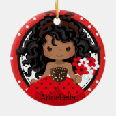Cute Ladybug Princess Personalized Ceramic Ormenes Keramisch Ornament (Achterkant)