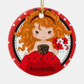 Cute Ladybug Princess Personalized Ceramic Ormenes Keramisch Ornament (Voorkant)