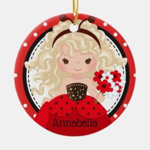 Cute Ladybug Princess Personalized Keramisch Ornament