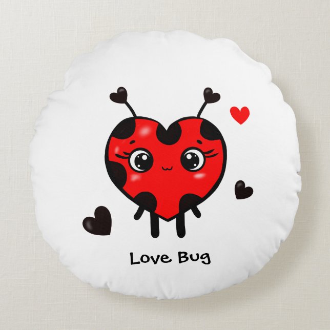 Cute ladybug rond kussen (Voorkant)