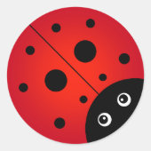 Cute Ladybug Ronde Sticker (Voorkant)