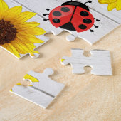 Cute Ladybug Sunflower and Hearts Gift Legpuzzel (Zijkant)