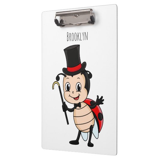 Cute ladybug with top hat and tie cartoon  klembord (Links)
