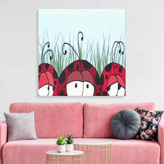 Cute Ladybugs Canvas Afdruk (Insitu (Woonkamer))