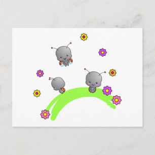 Cute Ladybugs- en Flowers-Briefkaart Briefkaart