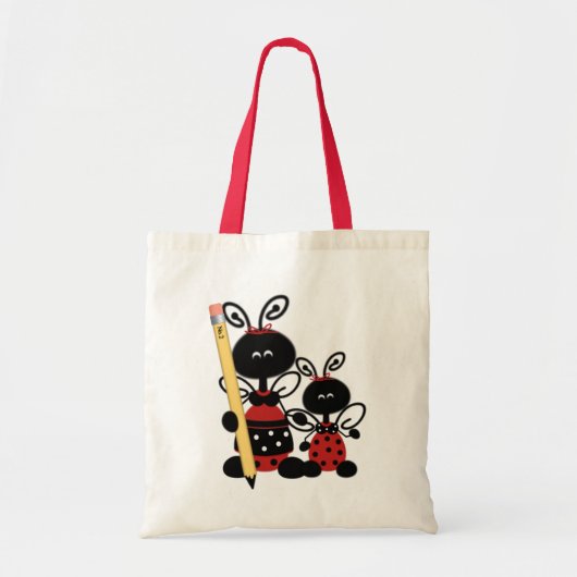 Cute Ladybugs en Pencil Teacher's Canvas tas (Voorkant)
