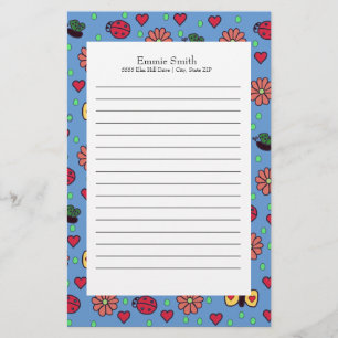 Cute Ladybugs Flowers Hearts Butterflies Briefpapier