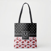 Cute Ladybugs Polka Dot Monogram Draagtas (Voorkant)