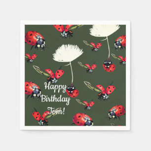 Cute Ladybugs-verjaardagspapier Napkins Servet