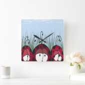 Cute Ladybugs Vierkante Klok (Huis)