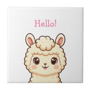 Cute lama illustratie ontwerp tegeltje