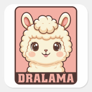 Cute lama illustratie ontwerp vierkante sticker
