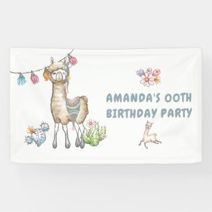 Cute Lama Kinderverjaardagsfeestje Spandoek