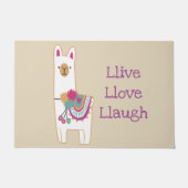 Cute lama met aangepaste achtergrondkleur deurmat (Voorkant)