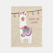 Cute lama met aangepaste achtergrondkleur fleece deken (Voorkant)