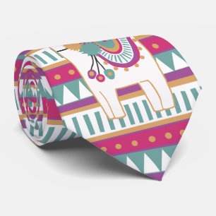 Cute lama met gepatterde achtergrond stropdas